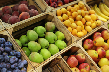 Assortment of fresh fruits at market