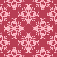 Floral seamless pattern on red background