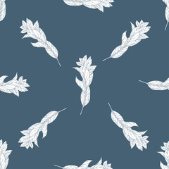 Leaves seamless pattern background. Template for a business card, banner, poster, notebook, invitation with modern hand drawn leaves