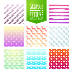 Set of colorful template for a business card, banner, poster, notebook, invitation with modern hand drawn ink grunge textures