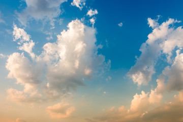 colorful dramatic sky with cloud at sunset.