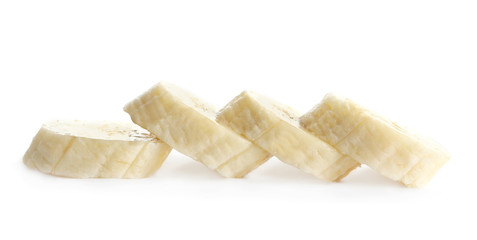 Banana slices isolated on white