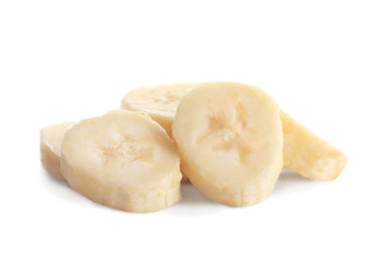 Banana slices isolated on white