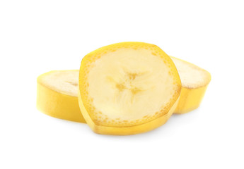 Banana slices isolated on white