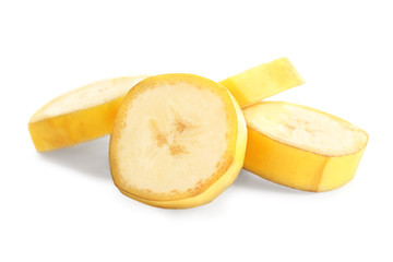 Banana slices isolated on white