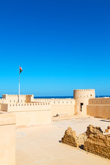 in oman    muscat    the   old defensive  fort battlesment sky and  star brick