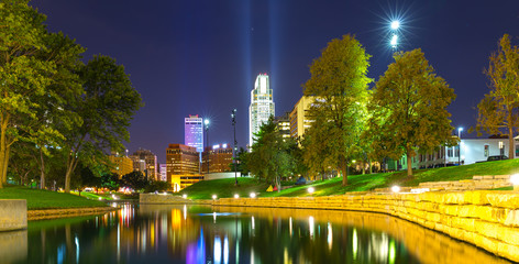 Omaha's downtown at night