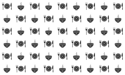 Restaurant Icon Pattern Background In Trendy Modern Flat Design for Web Background, Banner, Landing Page, Bed Cover, Pillow Case, Wallpaper, etc