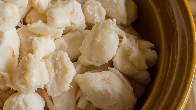 The Crab meat cooked ready to eat image close up