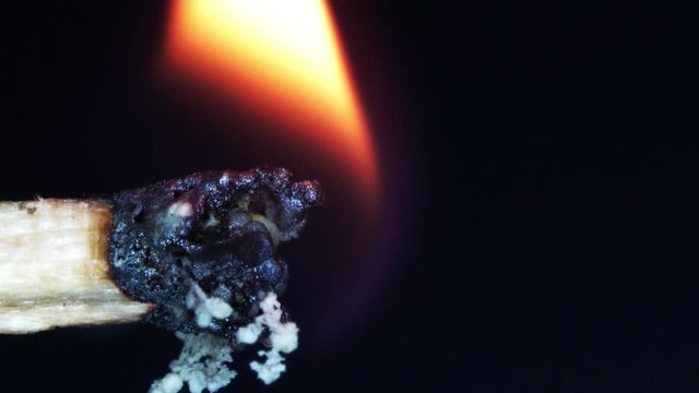 Matchsticks are burning to become ashes. This is super macro slide shorts precision. 