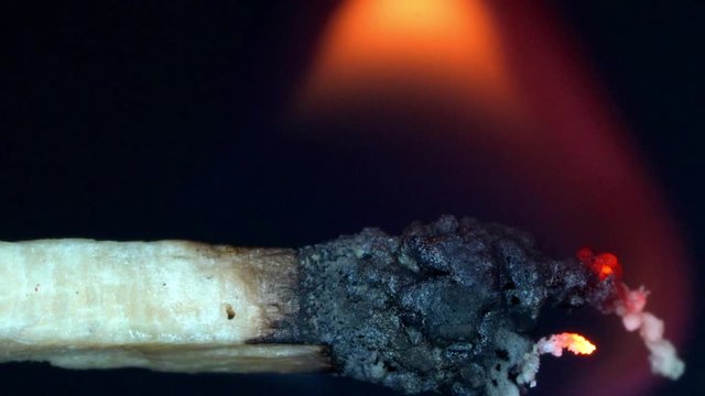 Matchsticks are burning to become ashes. This is super macro slide shorts precision. 