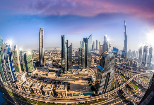 Cityscape of Dubai with modern futuristic architecture , United Arab Emirates