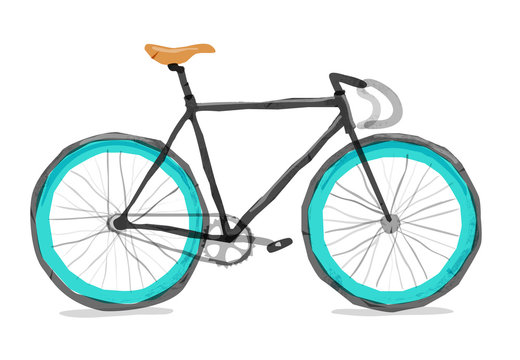 Vector illustration of road bicycle. Types of bike: road bicycle, city, urban bike, fix bike. Bright bicycle in watercolor style. Bicycle isolated. Vector flat modern urban, town and city bicycle.