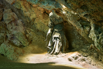 Statue of Mother Shipton's cave in Knaresborough
