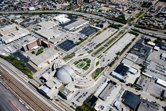 Union Terminal in Cincinnati Ohio from above