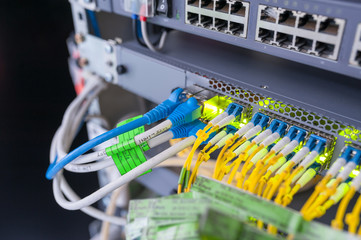 fiber optic with servers in a technology data center