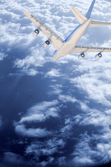 Obraz na płótnie Canvas 3D Illustration of a plane in the clouds