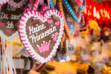 Gingerbread hearts sold on the Oktoberfest