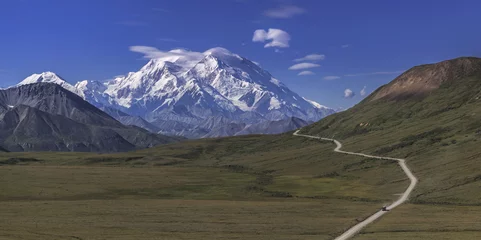 Store enrouleur tamisant Denali Denali (Mount McKinley) est le plus haut sommet de montagne en Amérique du Nord, Alaska, États-Unis