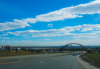 DENVER/COLORADO - APRIL 7, 2017: A view from highway in Denver, Colorado, USA on a sunny day and...