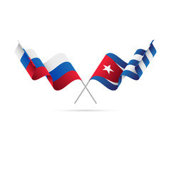 Russia and Cuba flags. Vector illustration.
