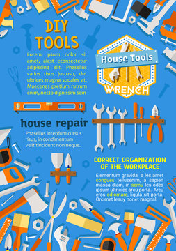 Vector poster of DIY repair handyman work tools