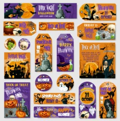 Deurstickers Halloween holiday spooky party tag, label design © Vector Tradition