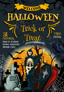 Halloween vector poster for holiday party flyer