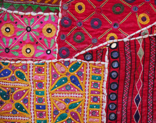 Closeup of a Traditional Indian Wall Tapestry in Jaisalmer