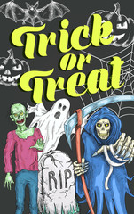 Fototapeta na wymiar Halloween party vector monster sketch poster