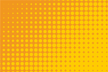 Halftone background. Comic dotted pattern. Colorful orange-yellow vector illustration