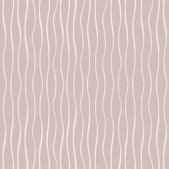 Vector wavy vertical strokes seamless pattern on the pale brown background. Abstract design in pastel colors.