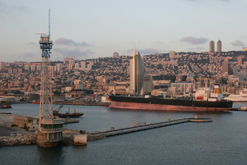 the water area of the port of Haifa in the Mediterranean Sea
