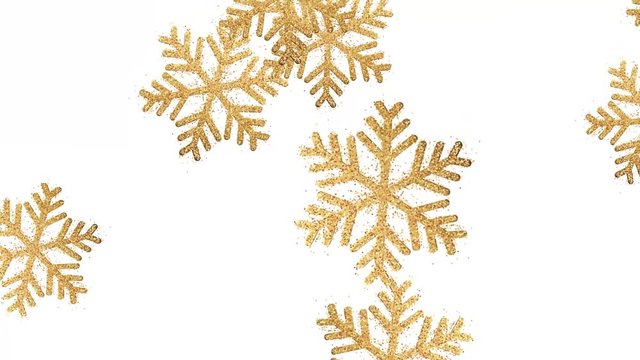 Gold snowflakes. Christmas snow. Background with alpha channel.