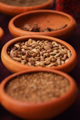 Spices in clay pots