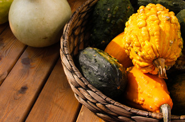 Colorful pumpkins at a country fair