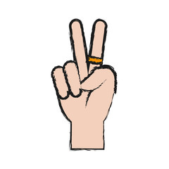 hand with peace symbol icon over white background vector illustration