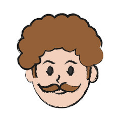 cartoon man face icon over white background colorful design vector illustration
