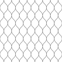 Seamless wired netting fence. Simple black vector illustration on white background.