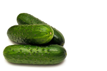 Cucumber isolated on white background. Flat lay, top view