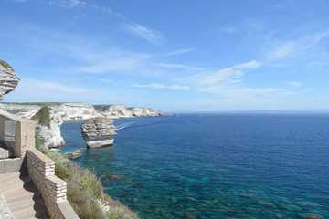 Fototapeta na wymiar View of Bonifacio old town built on top of cliff rocks, Corsica island, France