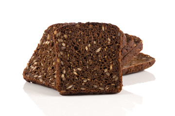 Black bread slice isolated