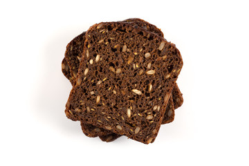 Black bread slice isolated