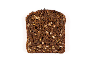Black bread slice isolated
