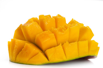 Mango close-up studio isolated on white background