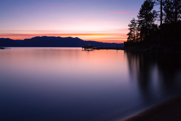 lake tahoe sunset boat pier