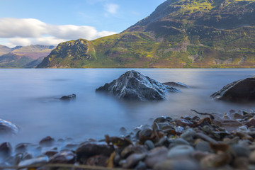 Sunlight on Ennerdale Water, Cumbria, the Lake District, England in the United Kingdom
