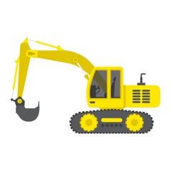 Excavator flat icon, transport and vehicle, digger sign vector graphics, a colorful solid pattern on a white background, eps 10.