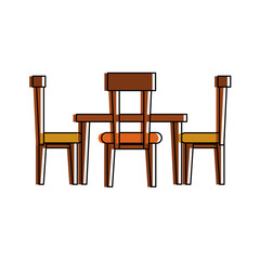 dining table with chairs  frontview furniture icon image vector illustration design 