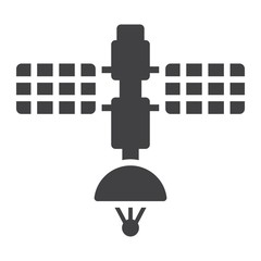 Satellite glyph icon, transport and space vehicle, communication sign vector graphics, a solid pattern on a white background, eps 10.